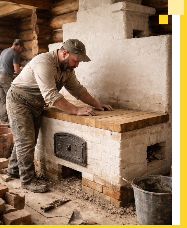 Проектирование и установка русской печи с лежанкой в Дивногорске