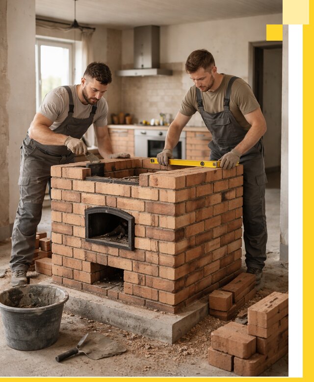 Установка и монтаж печей в частном доме в Дивногорске под ключ