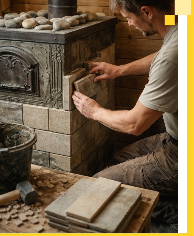 Облицовка банных печей в Дивногорске профессиональная отделка