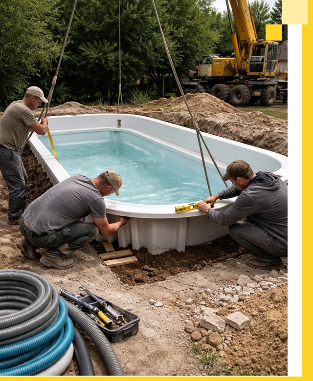 Установка и монтаж композитных бассейнов под ключ в Дивногорске