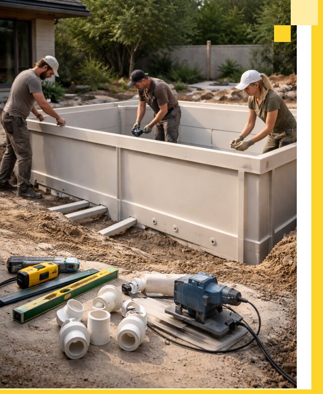 Установка полипропиленовых бассейнов под ключ в Дивногорске