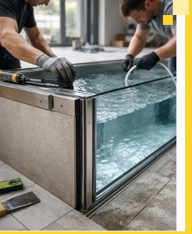 Проектирование и монтаж стеклянных бассейнов в Дивногорске