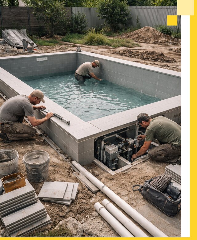 Строительство и монтаж бассейнов для дачи под ключ в Дивногорске