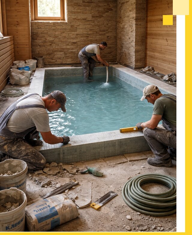 Проектирование и строительство бассейнов для бани в Дивногорске