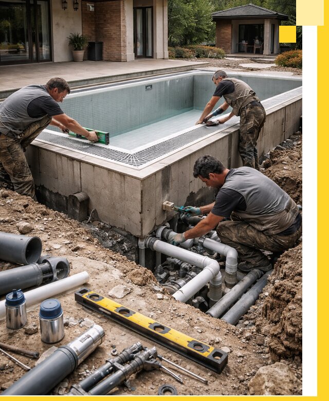 Строительство переливных бассейнов в Дивногорске под ключ