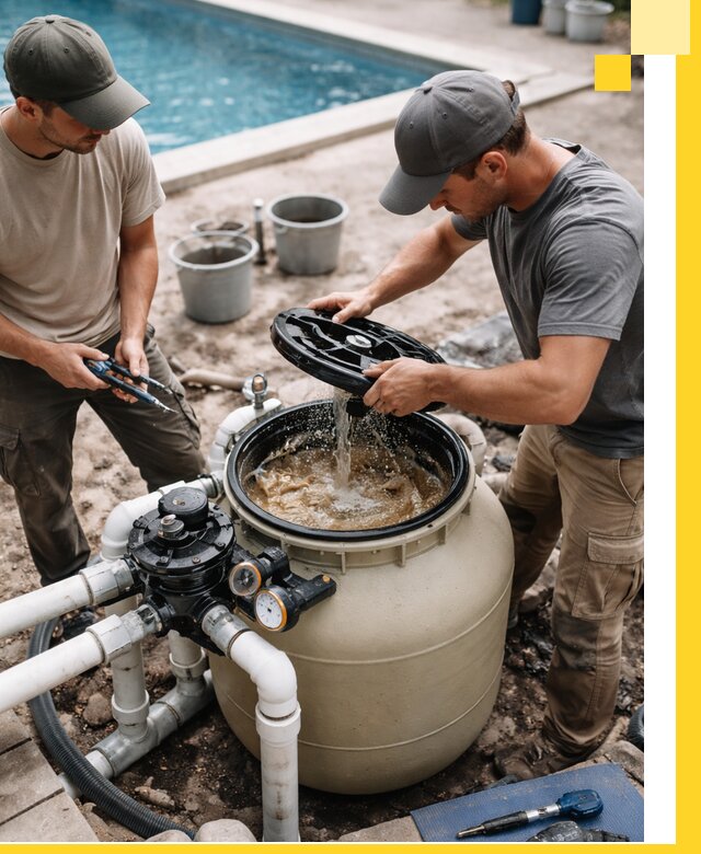 Установка и обслуживание песочных фильтров для бассейнов в Дивногорске