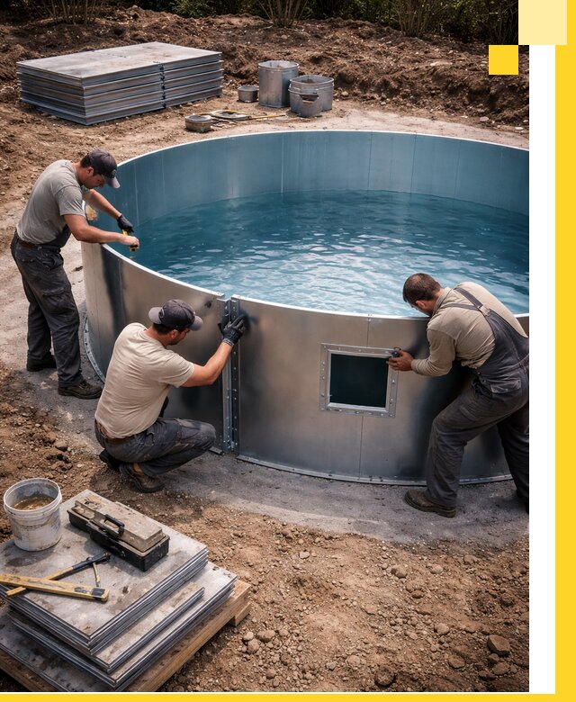 Круглые бассейны под ключ в Дивногорске проектирование и монтаж