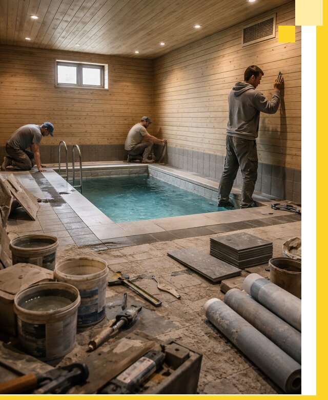 Строительство бани с бассейном и сауной под ключ в Дивногорске