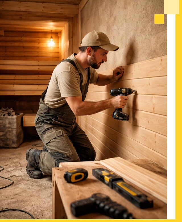 Профессиональная внутренняя отделка бани в Дивногорске под ключ