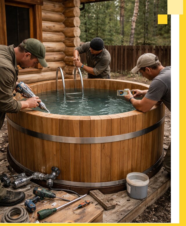 Строительство бань с купелью под ключ и отделкой в Дивногорске