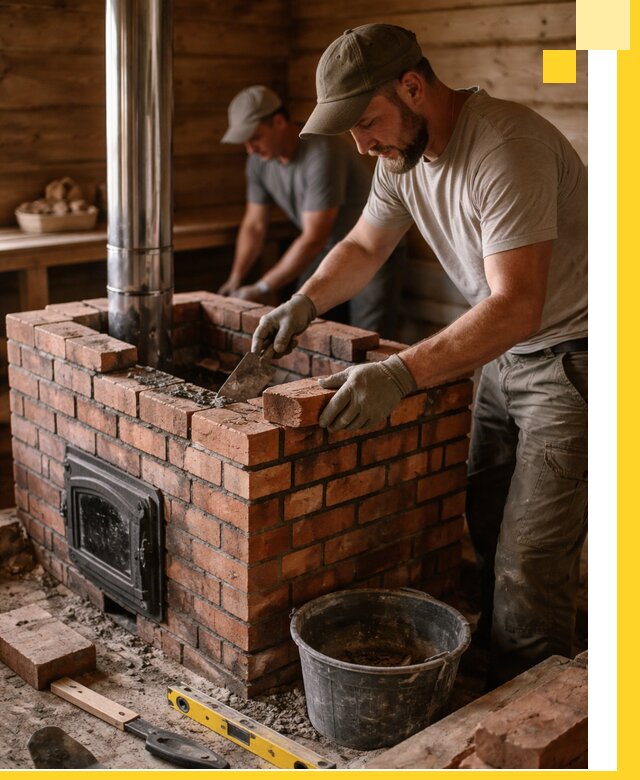 Кирпичные печи для бани под ключ в Дивногорске, проект и монтаж