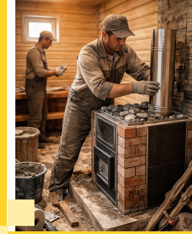 Монтаж печи в бане под ключ в Дивногорске от 20220 р. | ЭриданДвн