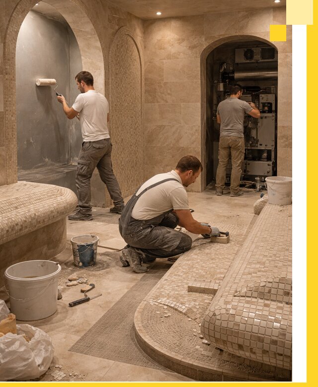 Строительство бани с хамамом и бассейном под ключ в Дивногорске