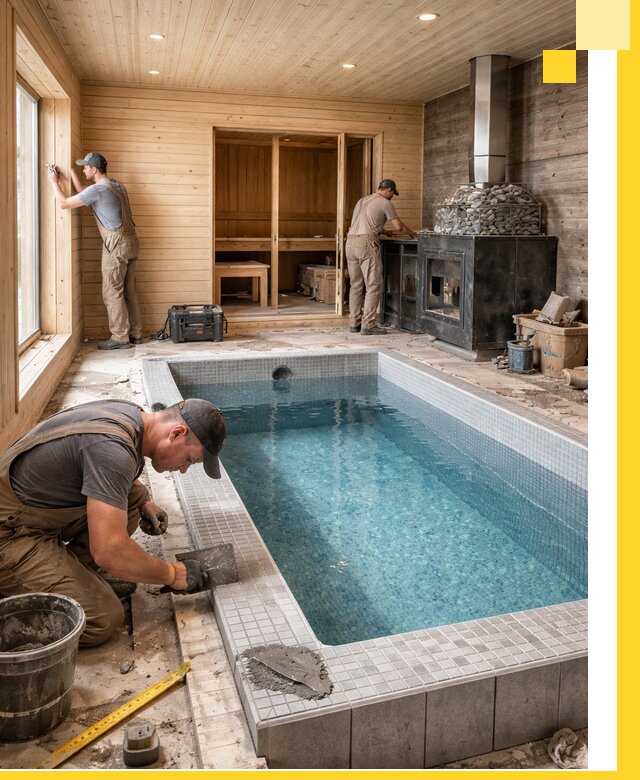 Проект бани с бассейном и сауной в Дивногорске под ключ