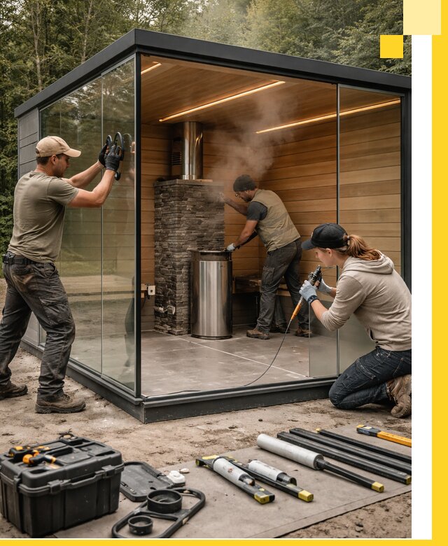 Проектирование и строительство стеклянных бань в Дивногорске