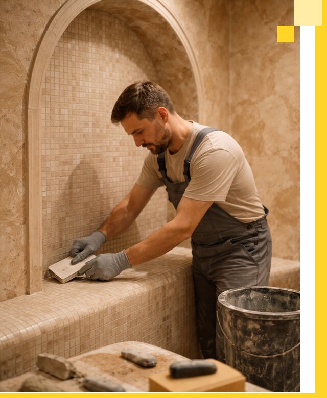 Профессиональная отделка хамамов с мозаикой под ключ в Дивногорске