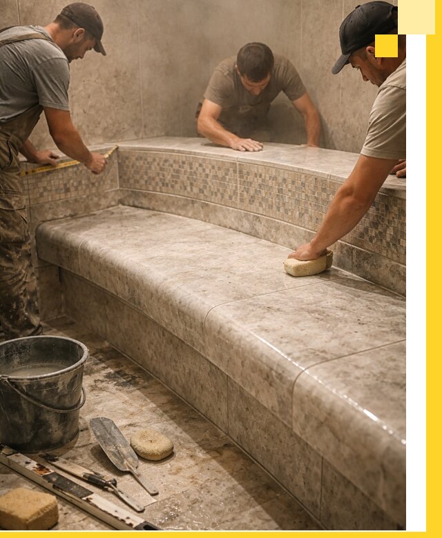 Изготовление и установка сидений для хамама в Дивногорске